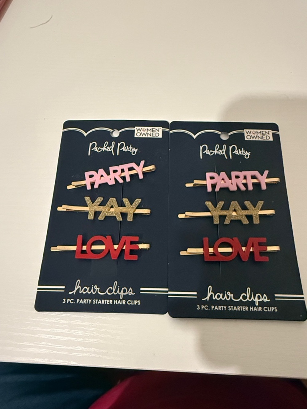 Packed Party Pink, Gold & Red Hair Clip Set - PARTY YAY LOVE